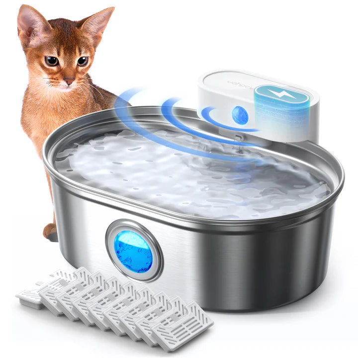 UAHPET visible stainless steel cat water fountain pro