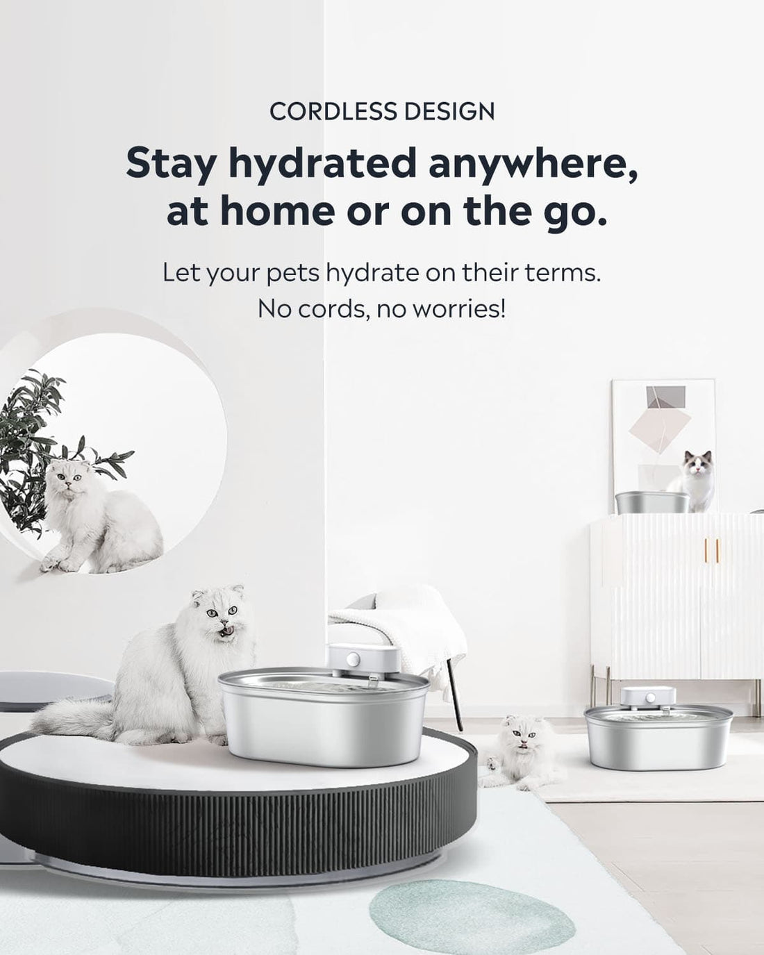 Uah Pet Stainless Steel Wireless Pet Water Fountain uahpetofficial