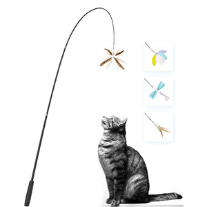 UAHPET Retractable Cat Wand Toy with 4 Piece Teasers