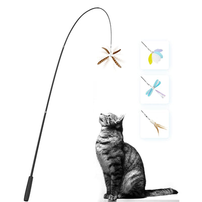 UAHPET Retractable Cat Wand Toy with 4 Piece Teasers