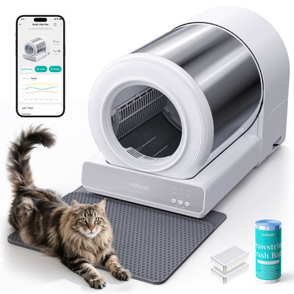 UAHPET Stainless Steel Self-Cleaning Cat Litter Box