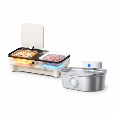 UAHPET Fresh Food Feeder & Cat Water Fountain Pro Bundle