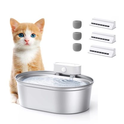 Uah Pet 2025 Upgrade Stainless Steel Wireless Pet Water Fountain