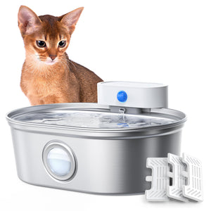 uahpet 2025 Upgrade Visible Stainless Steel Cat Water Fountain Pro