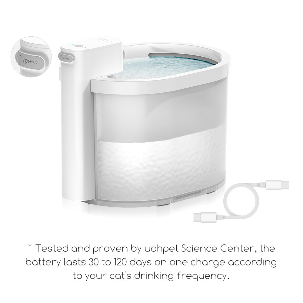 battery-operated cat water fountain with safe built-in battery design