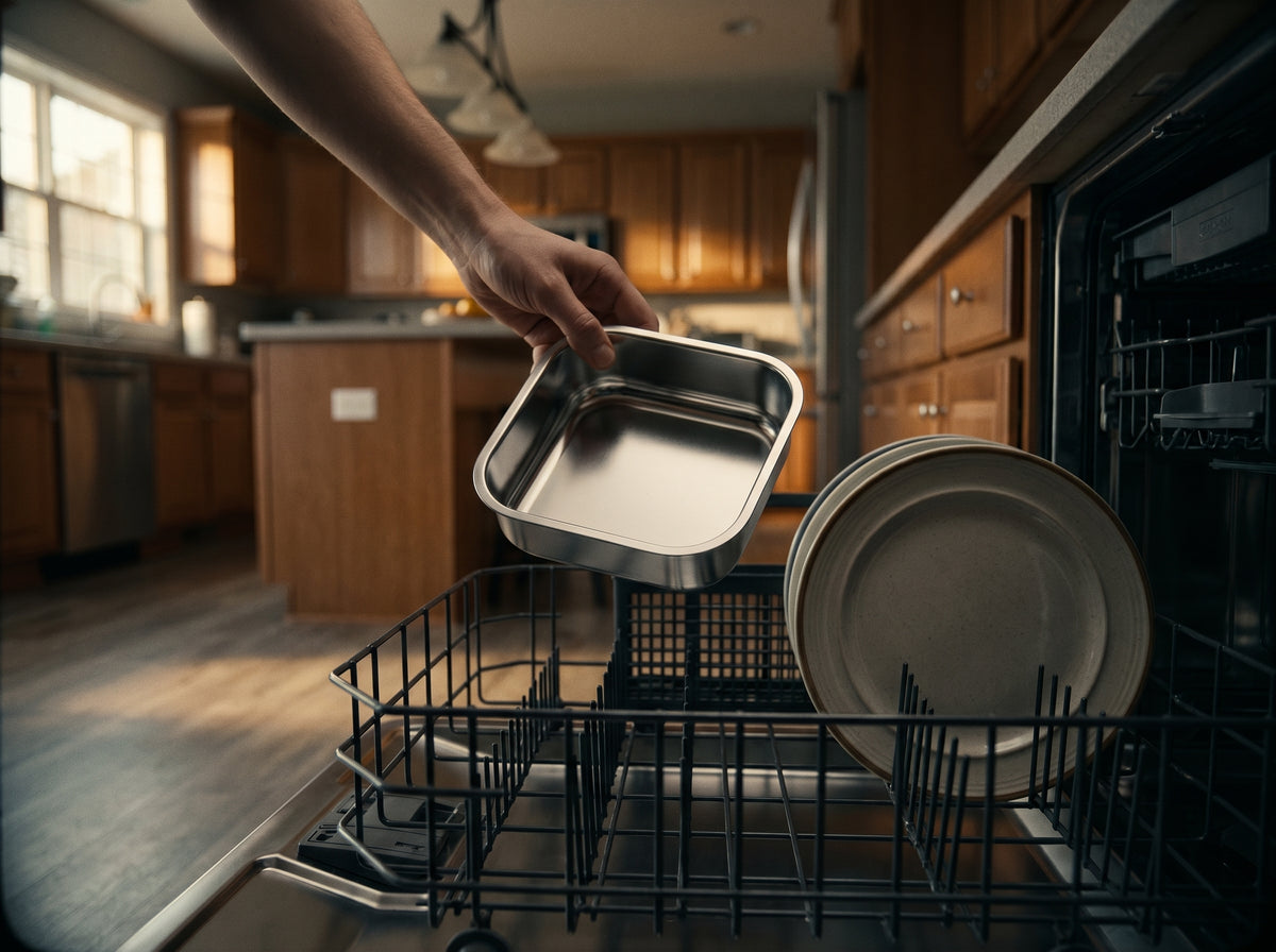 UAHPET stainless steel feeder bowl placed in a dishwasher
