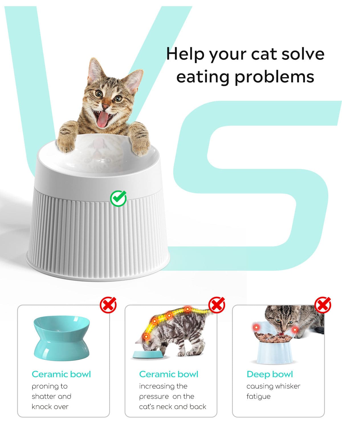 Uah Pet Elevated Cat Bowls