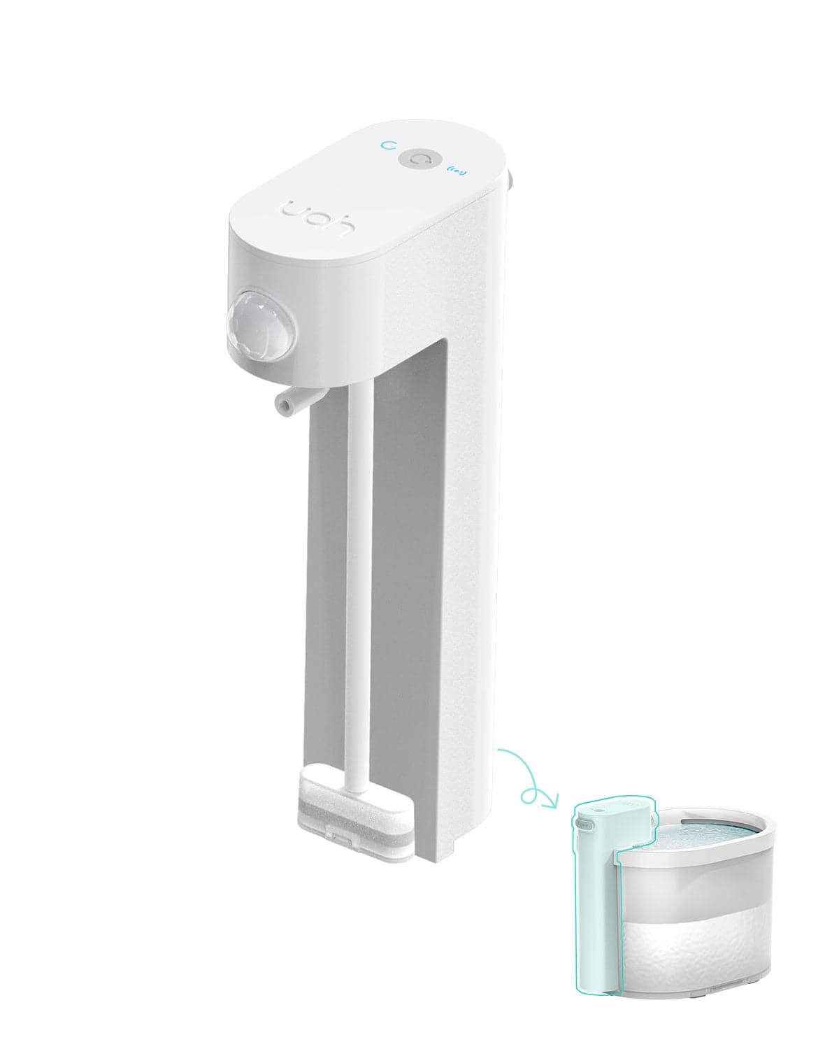 the isolated pump of the uahpet wireless cat water dispenser